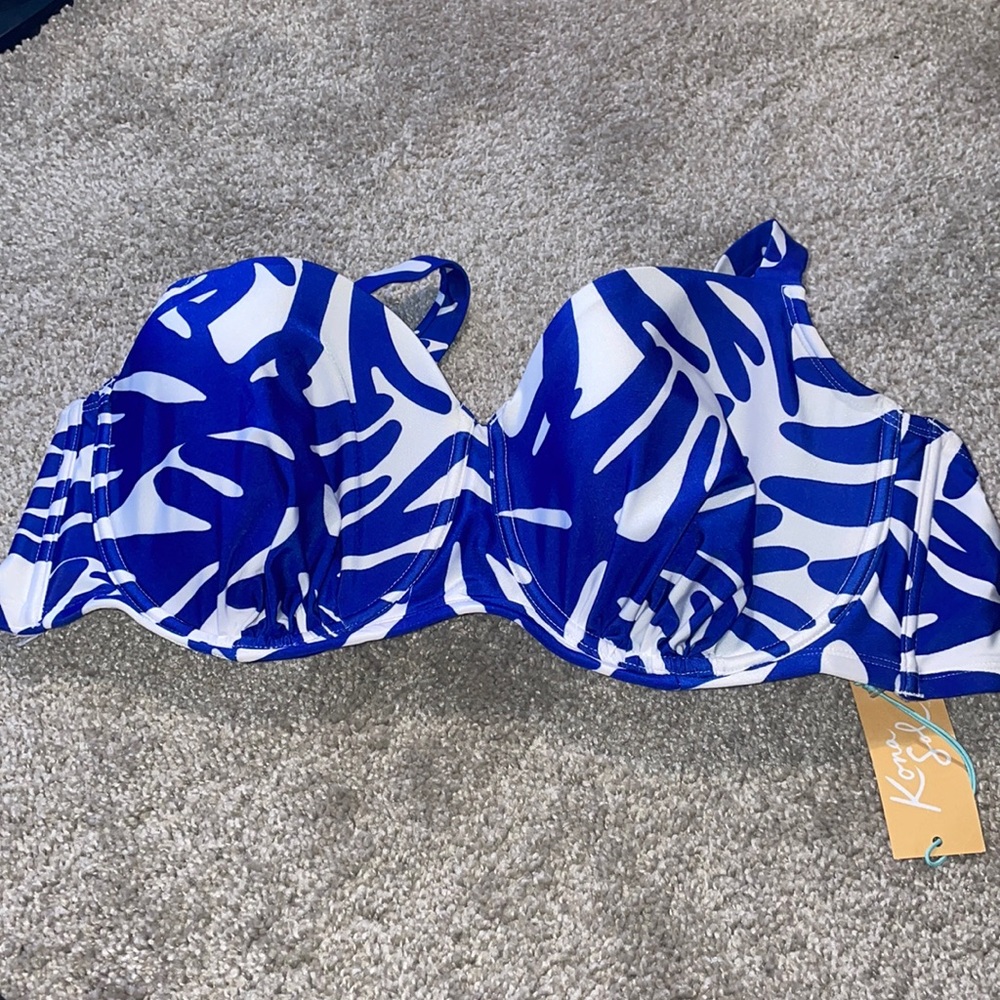 Kona Sol plus sized swim bra in zebra blue and white size 18 new - Picture 3 of 10